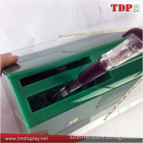 Customize Office Green Triangle Tabletop Acrylic Calendar Set with Pen Holder